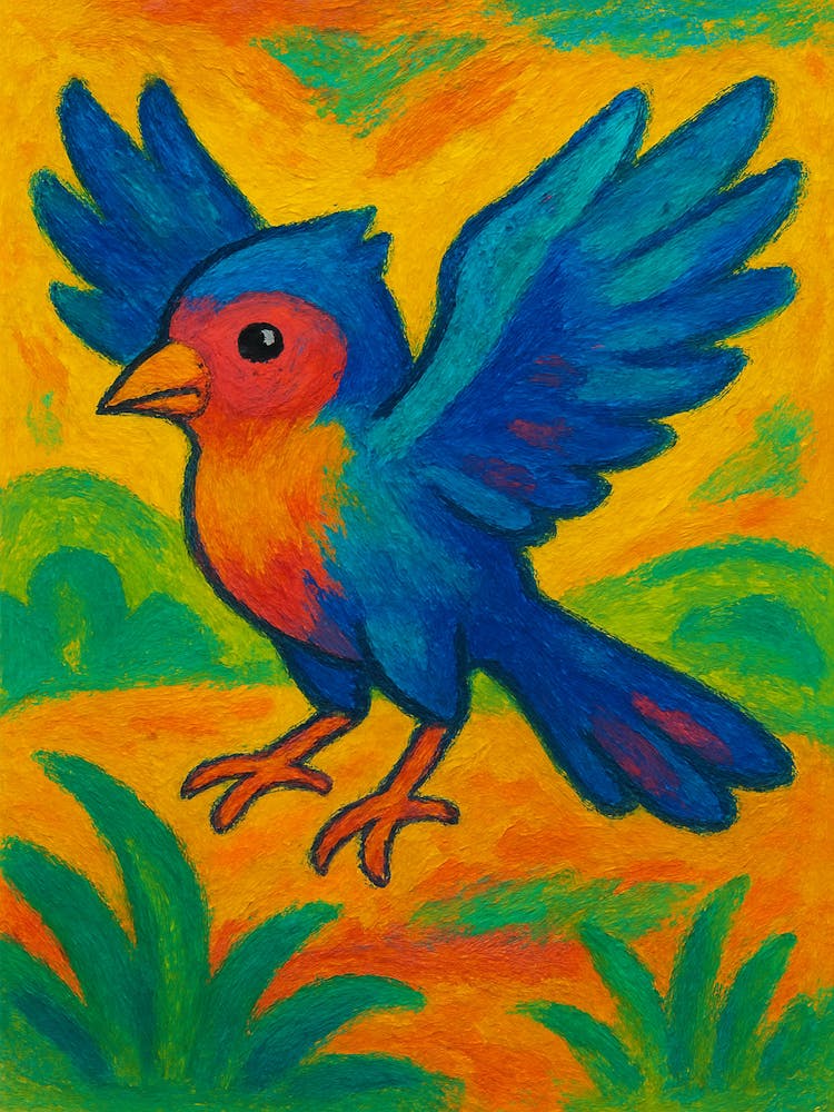 Colorful Expressionist Bird