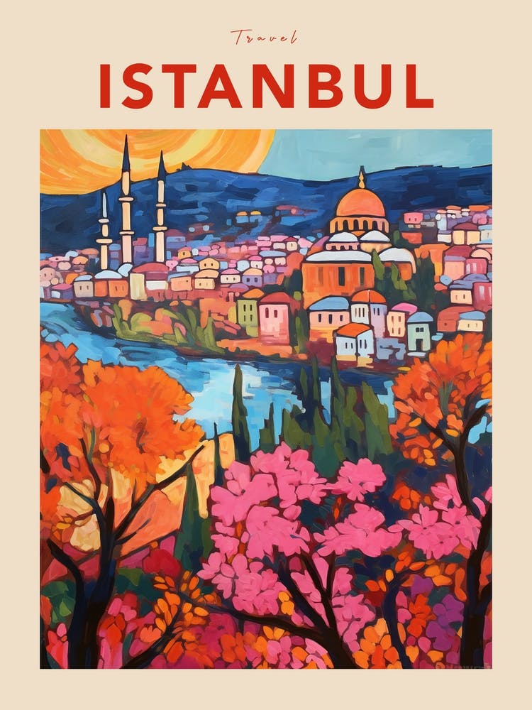 Istanbul Turkey 6 Fauvist Travel Poster