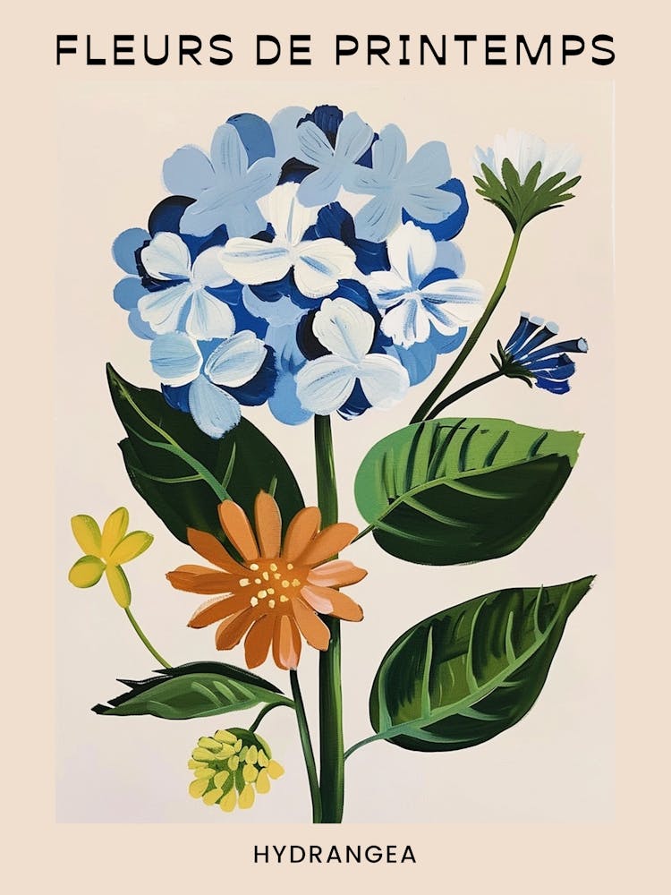 Spring Floral French Poster  Hydrangea 2