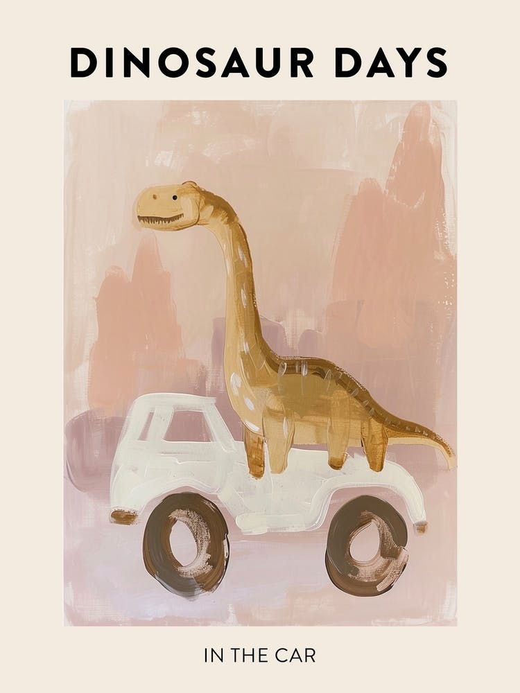 In The Car Dinosaur Poster