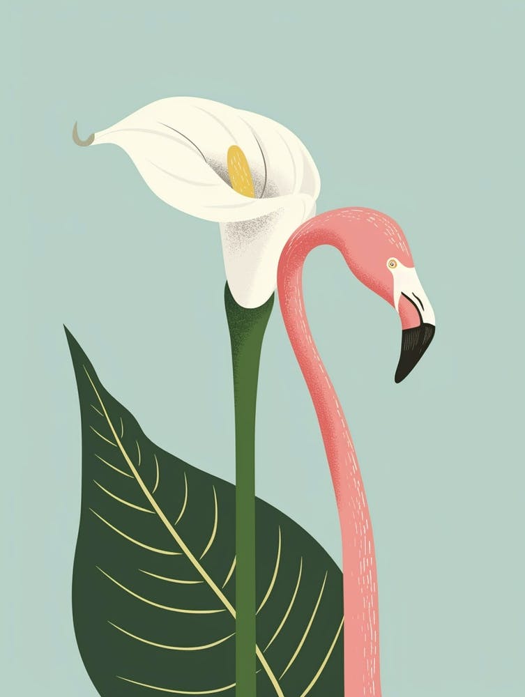 Chilean Flamingo Calla Lily Minimalist Illustration 3