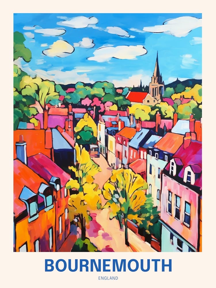 Bournemouth England 7 Uk Travel Poster