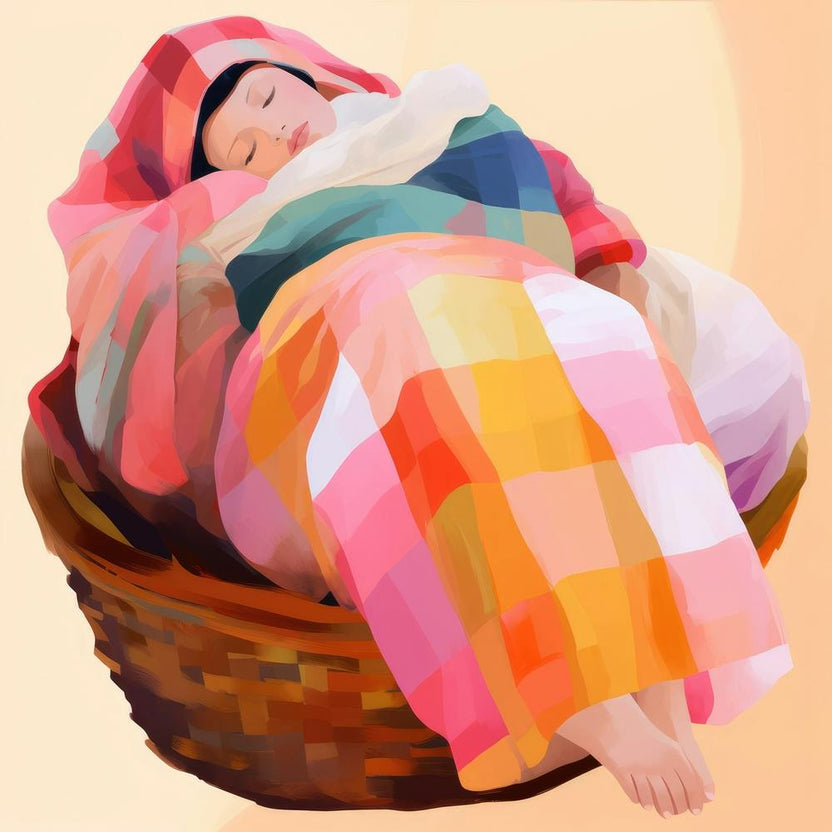 Girl Sleeping In A Basket