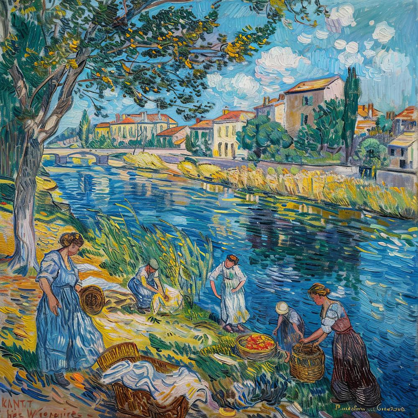 Van Gogh Style: Laundry Day By the Rhone Series