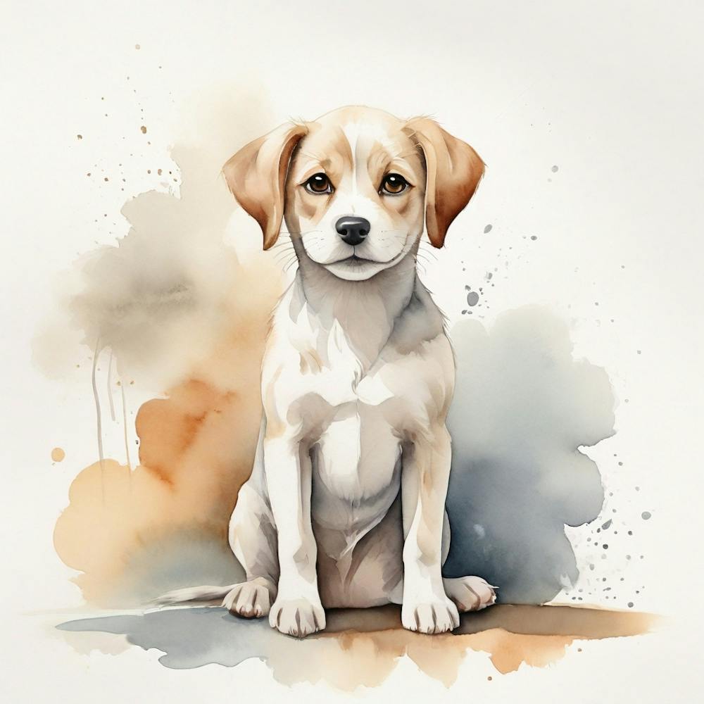 Création par Défaut Une Simple Aquarelle D'un Chien Mignon Utilisant des Tons Neutres 3 (1)
