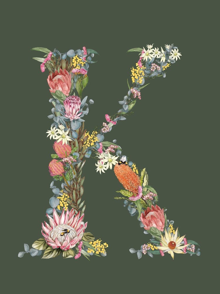K Olive Alphabet Letter