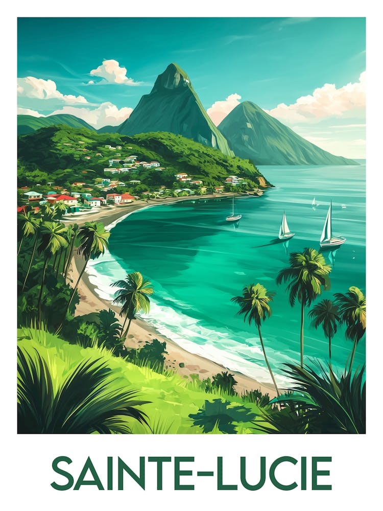 Affiche de voyage Sainte Lucie