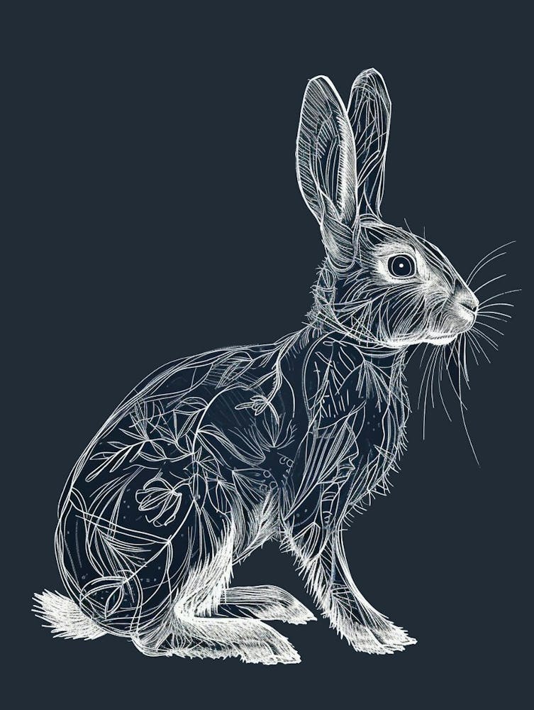 Harlequin Rabbit Minimalist Illustration 4