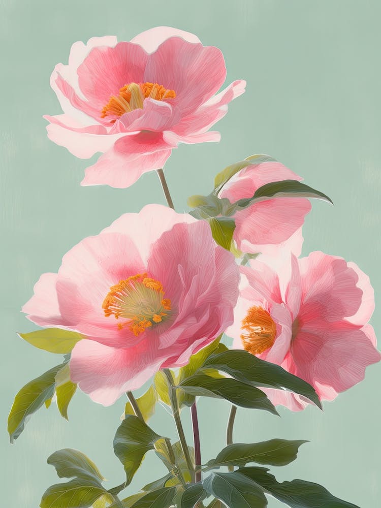 Camellia Flowers Acrylic Pastel Colours 3