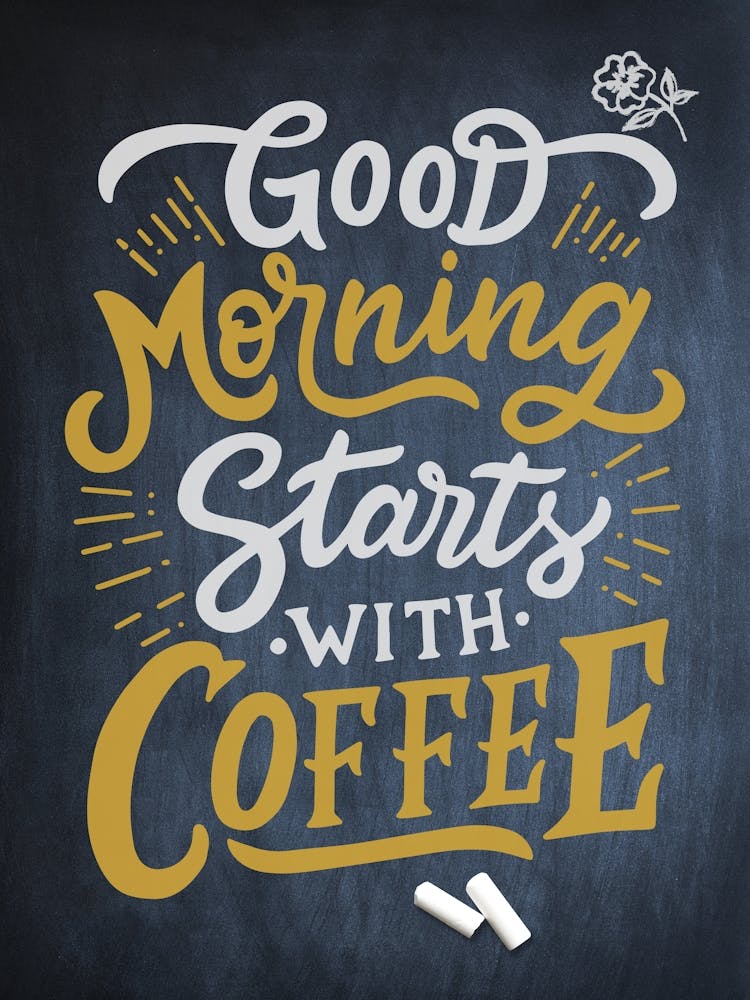 Good Morning Starts With Coffee — coffee poster, kitchen art print, kitchen wall decor, coffee quote, motivational poster