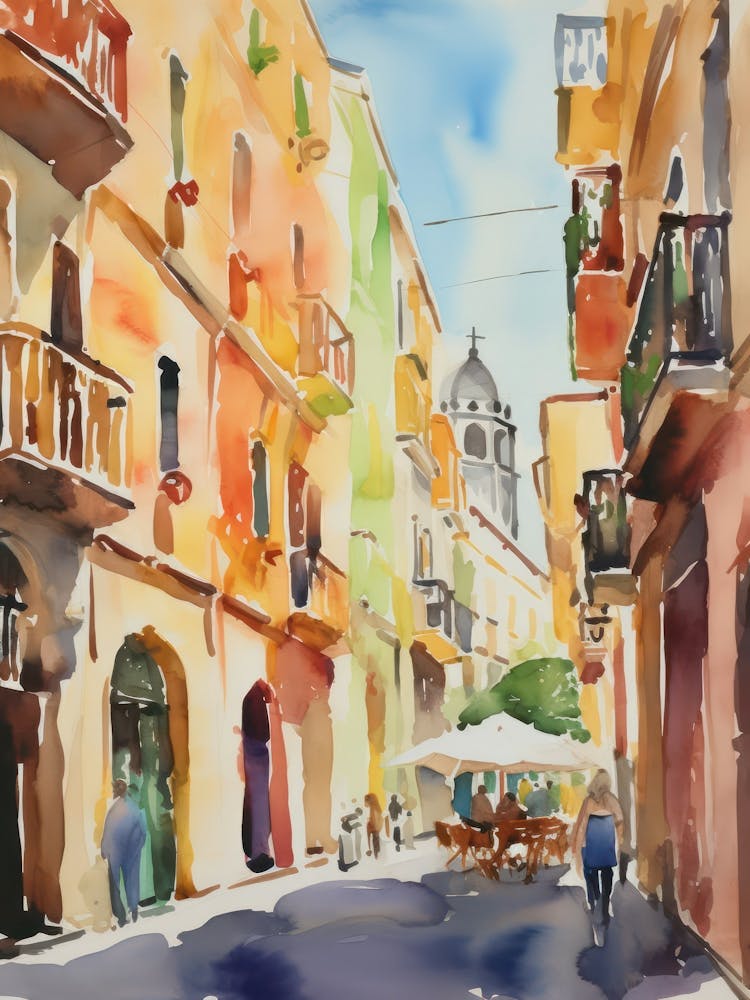 Palermo, Italy Watercolour Streets 1