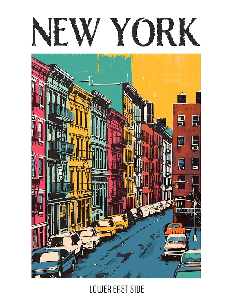 Lower East Side New York Colourful Silkscreen Illustration 2 Poster