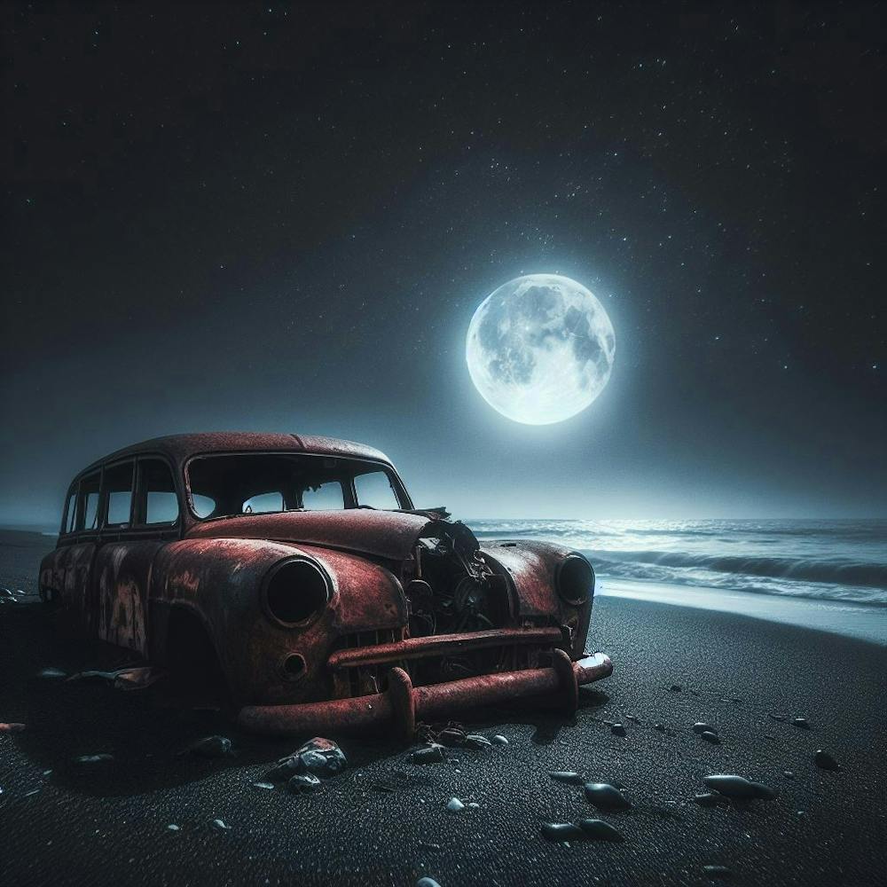 Abandoned Car On The Beach