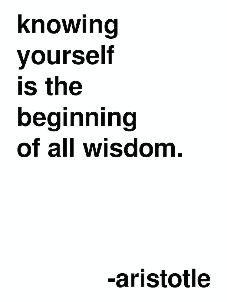 Knowing Yourself Aristotle Quote In White