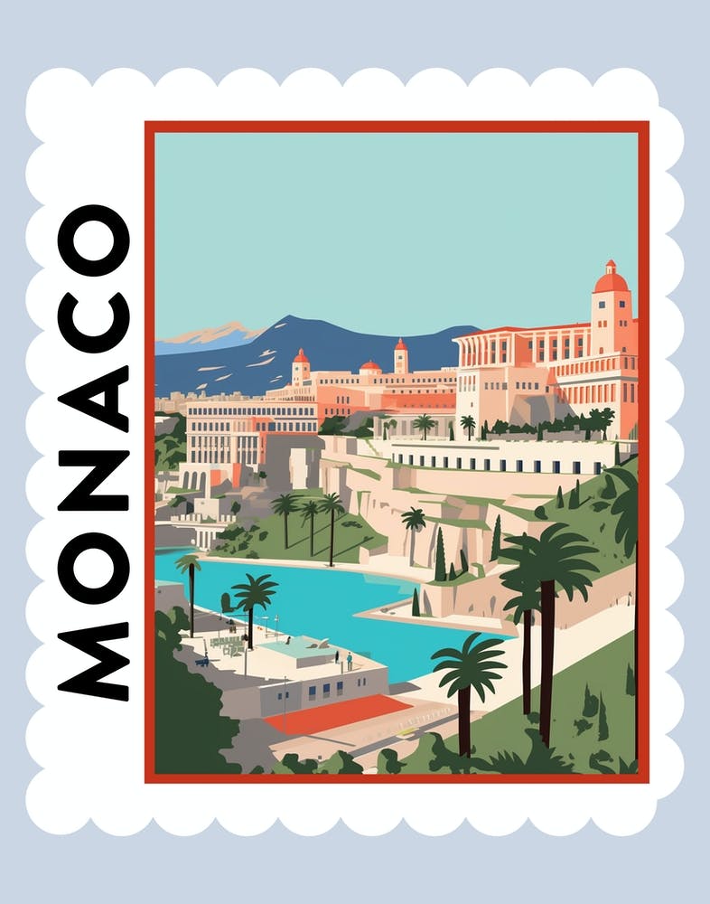 Monaco 1 Travel Stamp Poster