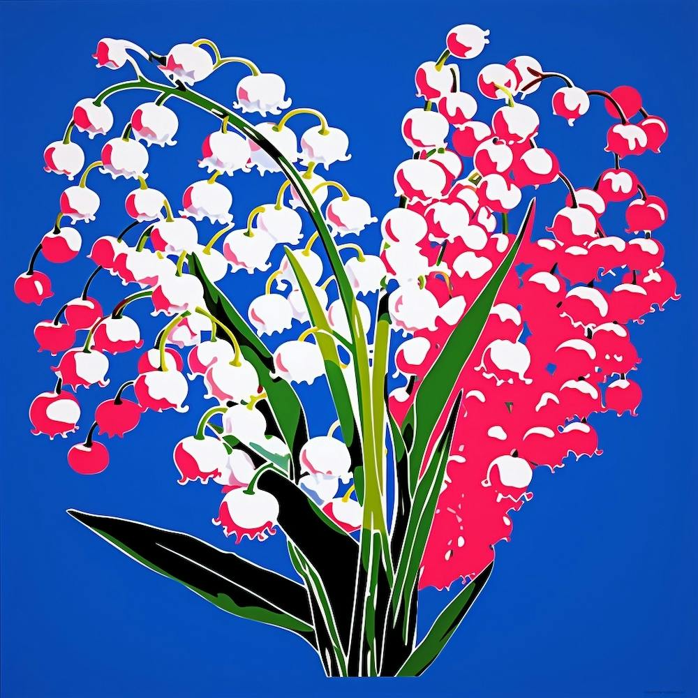 Andy Warhol Style Pop Art Flowers Lily Of The Valley 1 Square