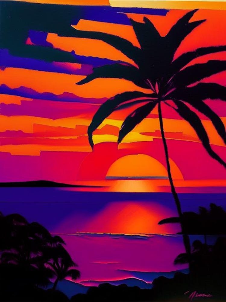 Palm Tree Geometric Sunset