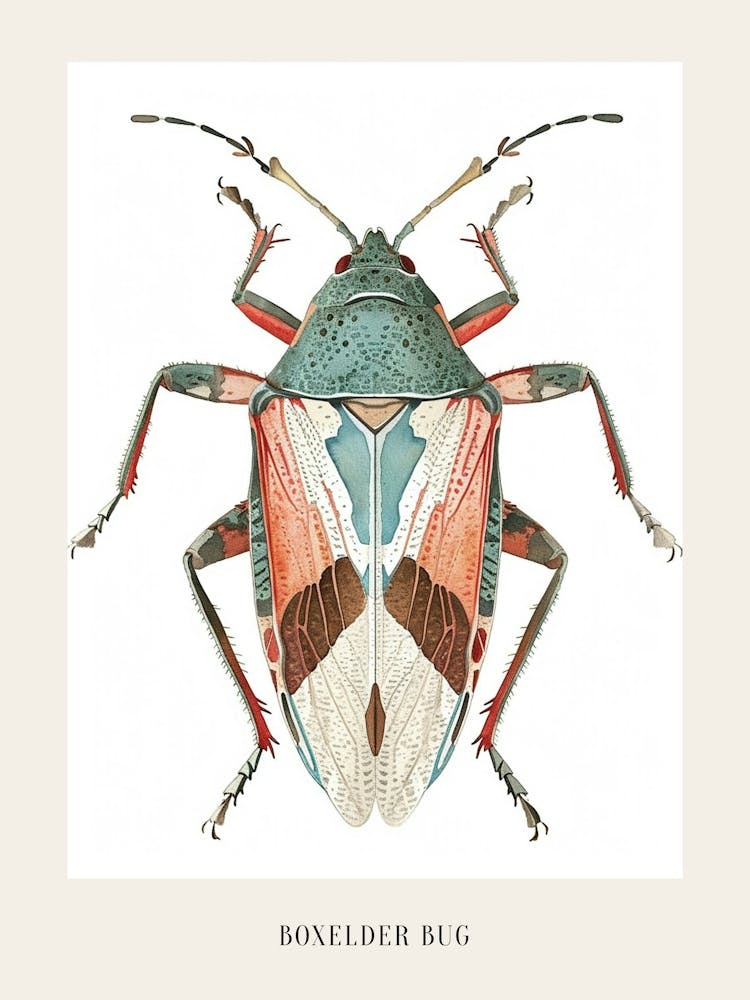 Colourful Insect Illustration Boxelder Bug 11 Poster