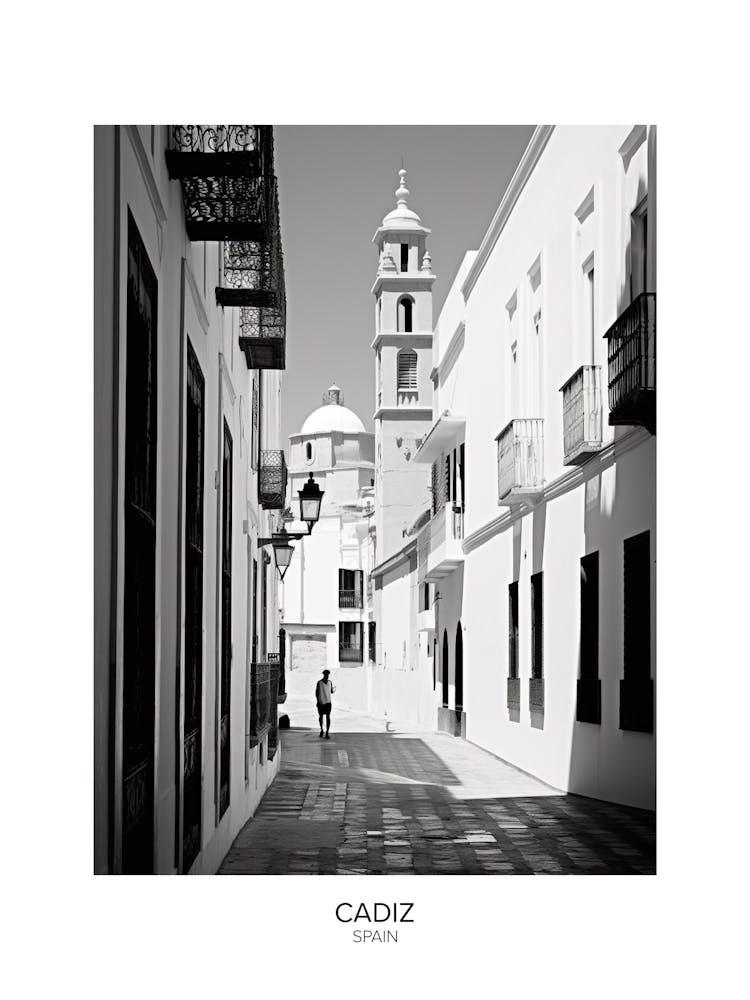 Poster Of Cadiz, Spain, Black And White Analogue Photography 2
