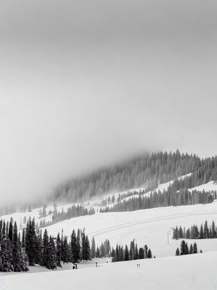 Åre, Sweden Black And White Skiing Poster