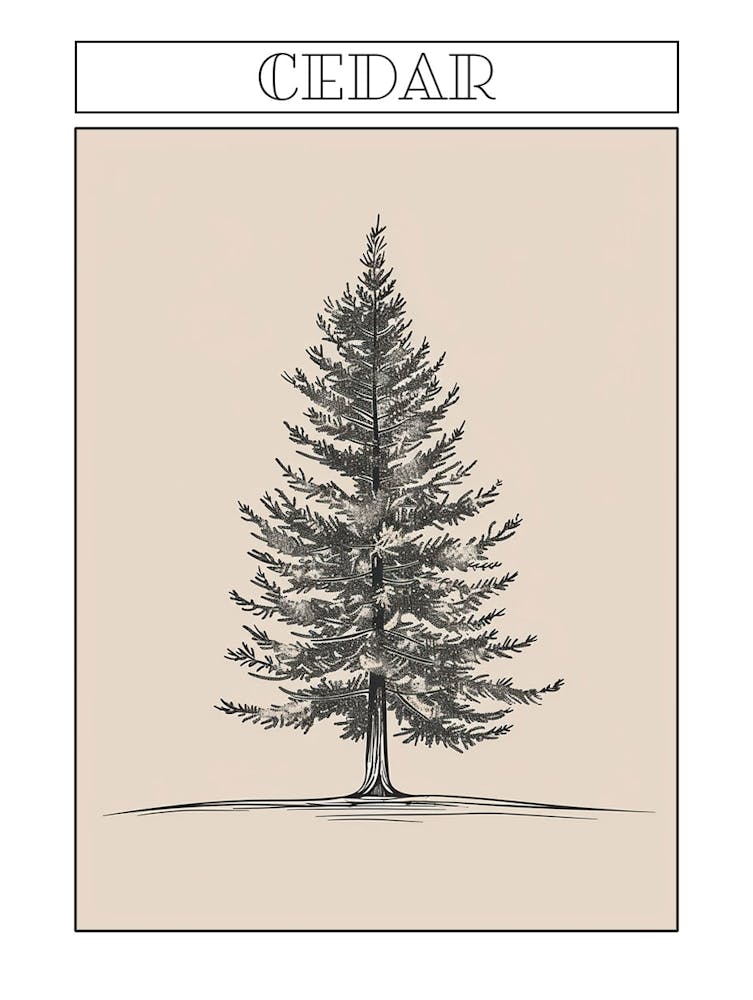 Cedar Tree Minimalistic Drawing 1 Poster