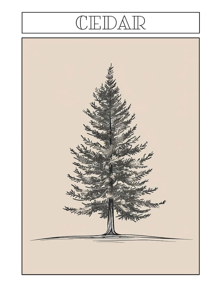Cedar Tree Minimalistic Drawing 1 Poster