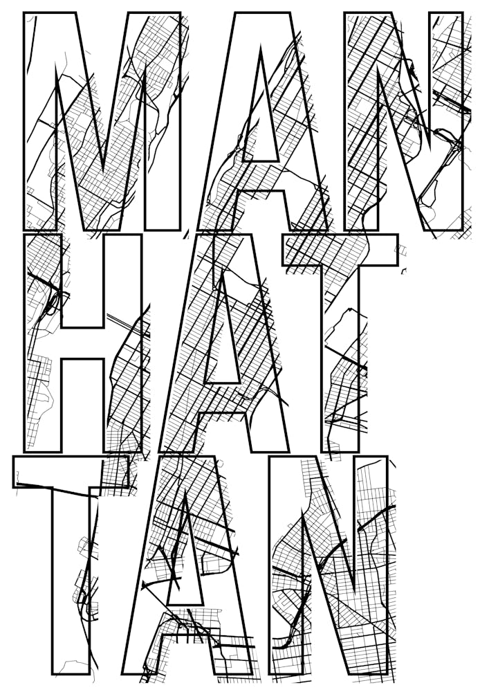 Manhattan Street Map Typography