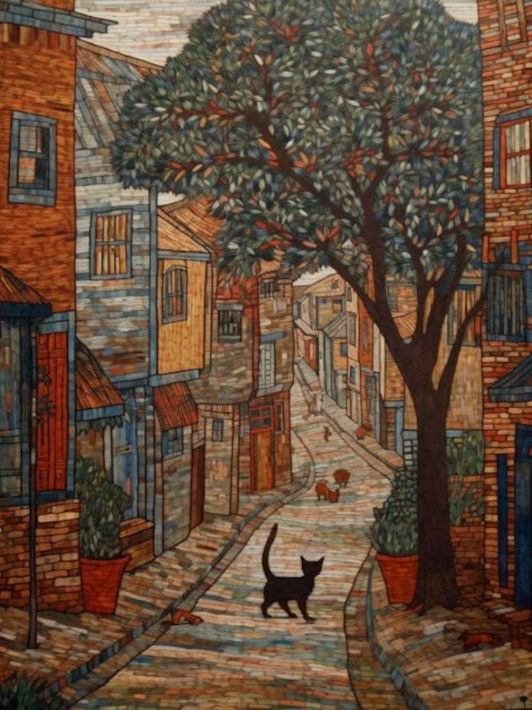 Painting Of Sydney With A Cat In The Style Of William Morris 4