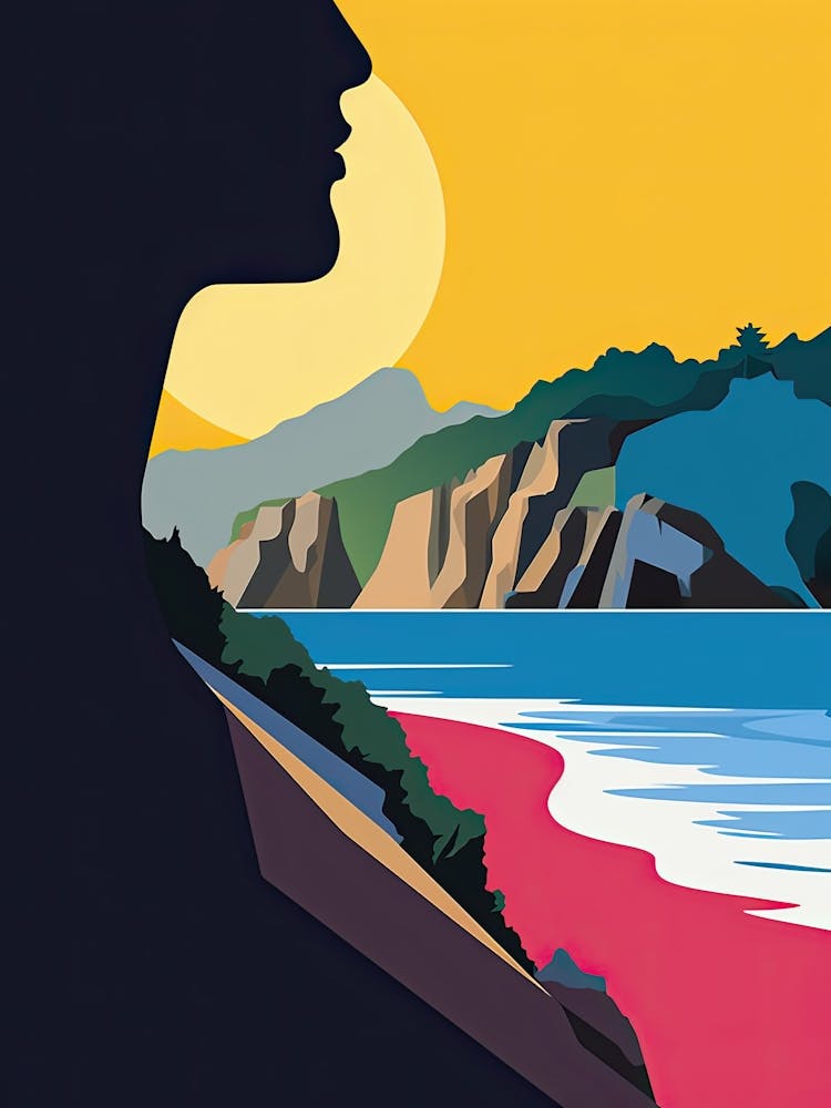 Big Sur California, Usa, Bold Outlines 4