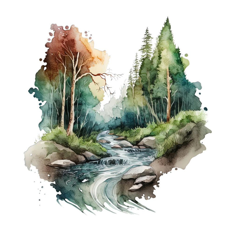 Aquarell des Waldes