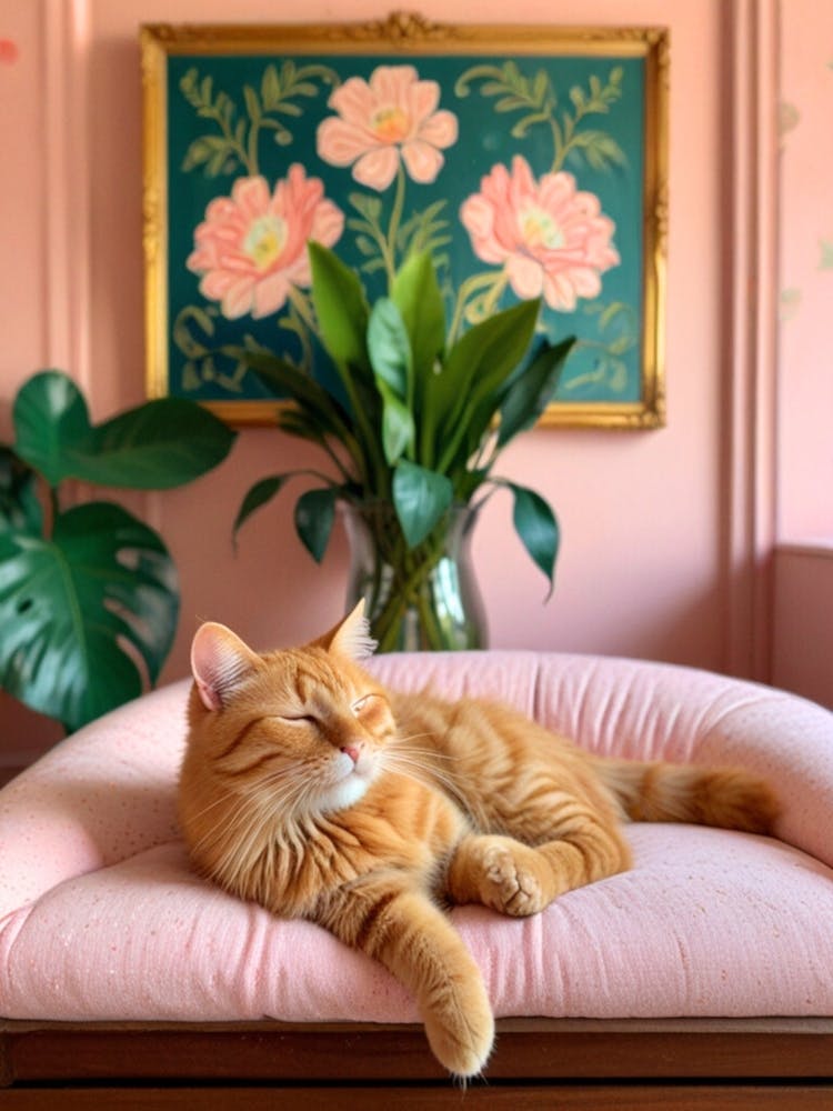 Cat In A Pink Chair