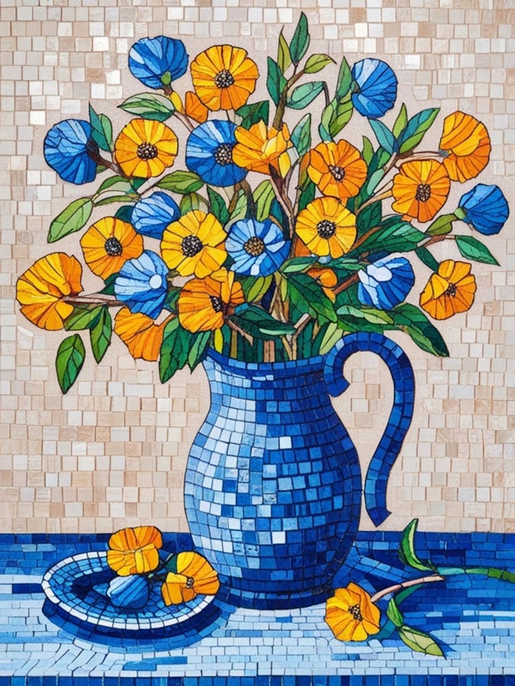 Mosaic Flowers In A Vase 1