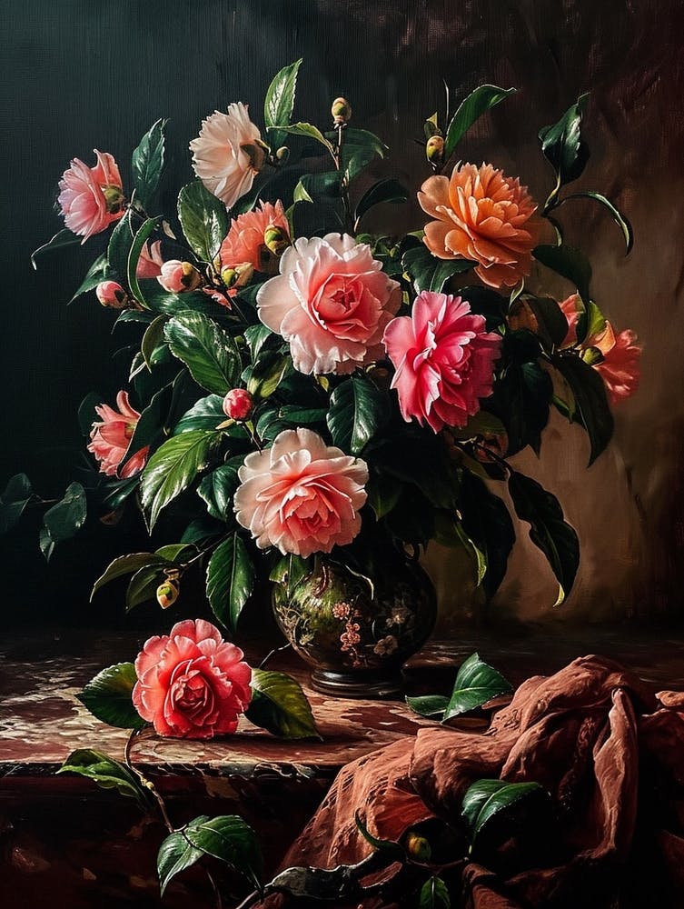 Baroque Floral Still Life Camellia 2