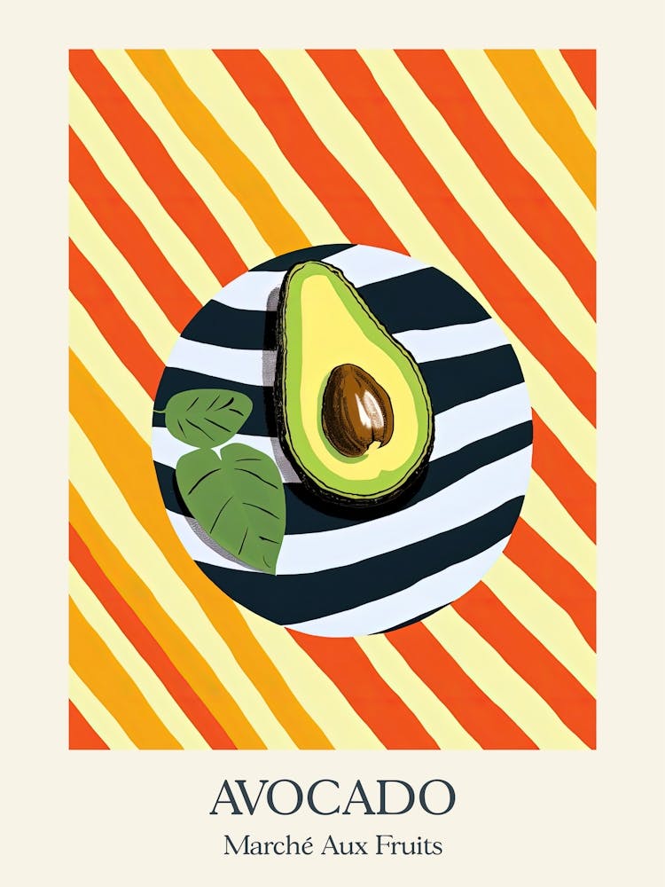 Marche Aux Fruits Avocado Fruit Summer Illustration 2