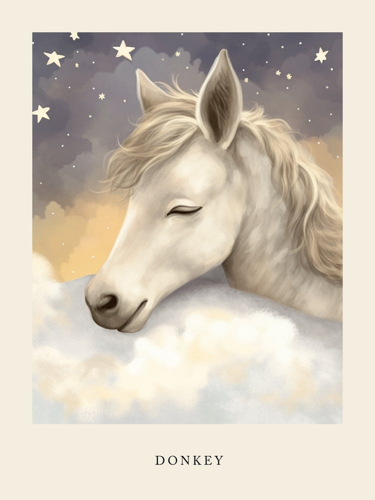 Sleeping Baby Donkey Nursery Poster