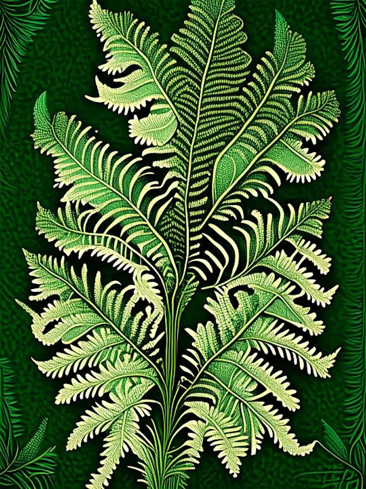Spitzenfarn Vintage 2 Botanisches Poster