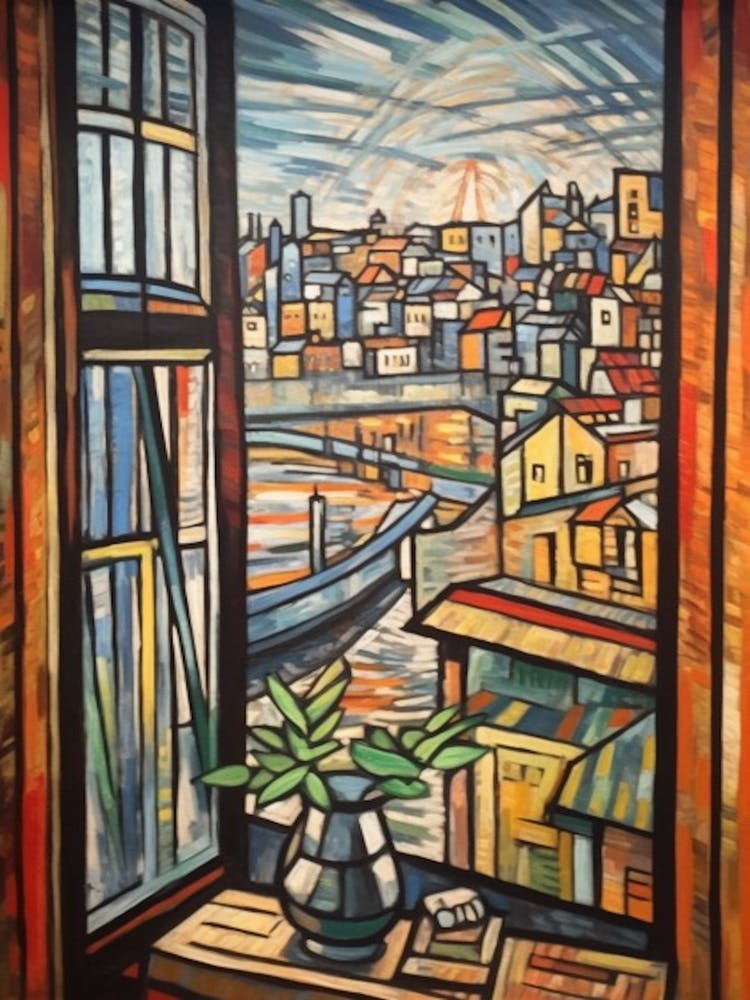 Window View Of Tokyo Of In The Style Of Cubism 1