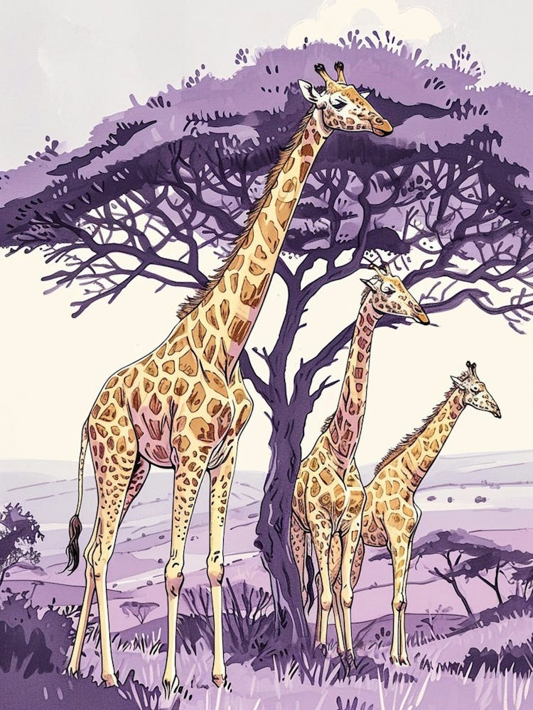 Herd Of Giraffe Cute Illustration  7