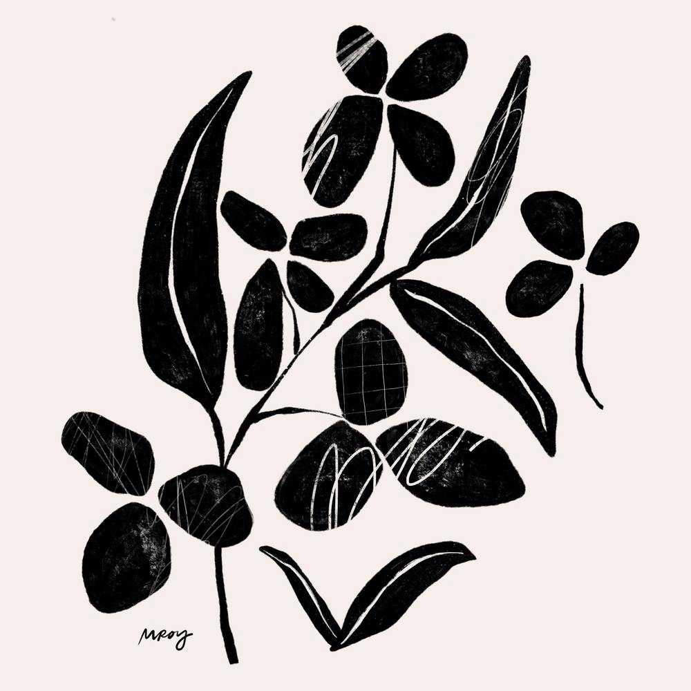 Abstract Floral White Square