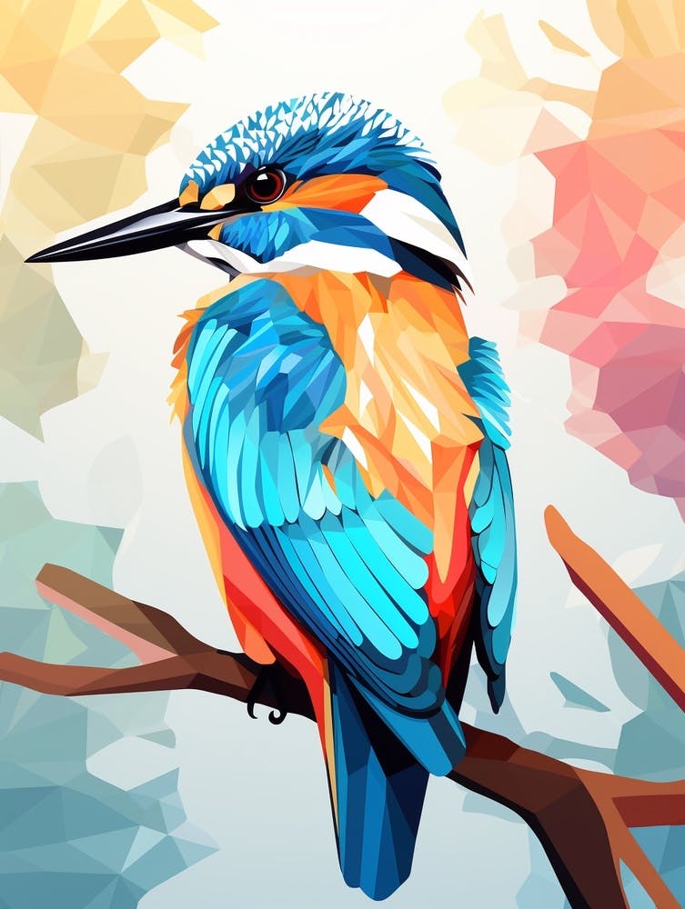 Colourful Geometric Bird Kingfisher 3