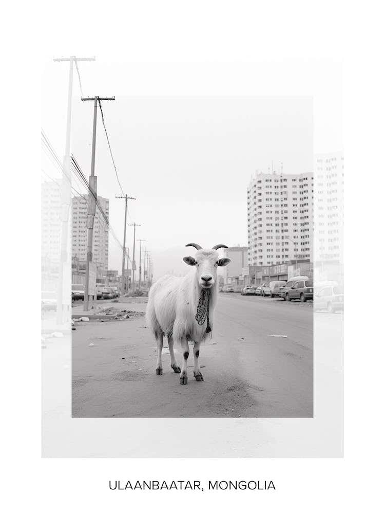 Poster Of Ulaanbaatar, Mongolia, Black And White Old Photo 1