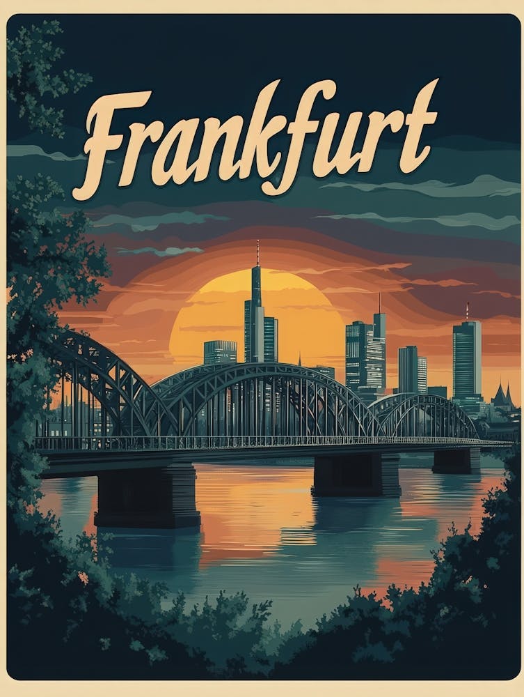 Aihrgdesign A Mid Century Modern Travel Poster For Frankfurt 2