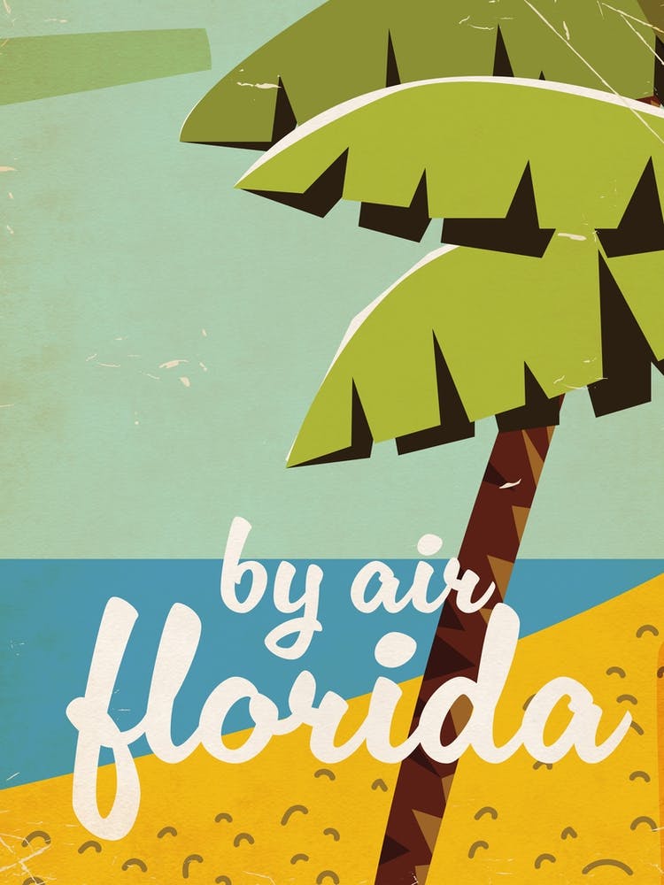 By Air Florida vintage travel poster
