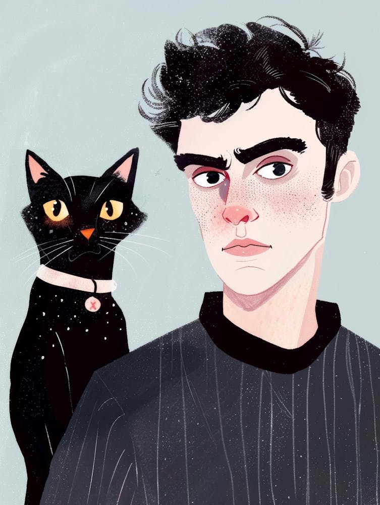 Boy And A Cat