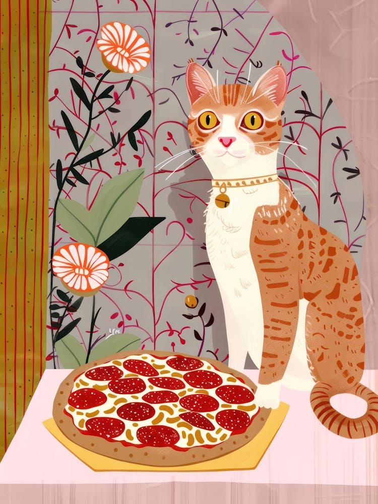Chat et Pizza Pepperoni 2
