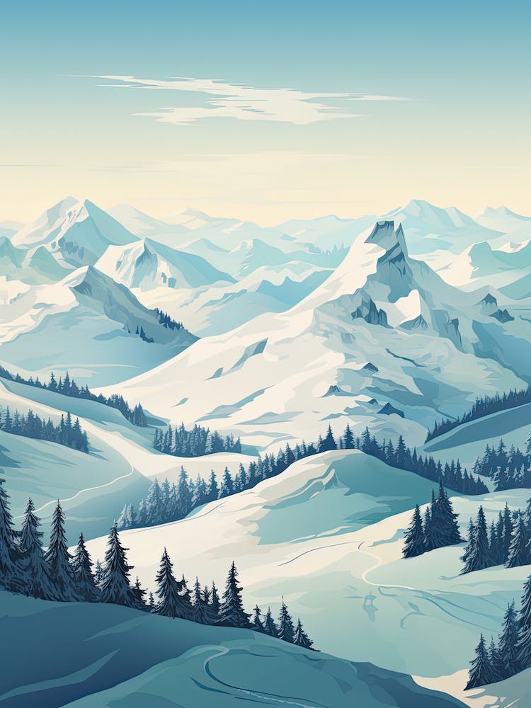 Gstaad   Switzerland, Ski Resort Illustration 0 Simple Style