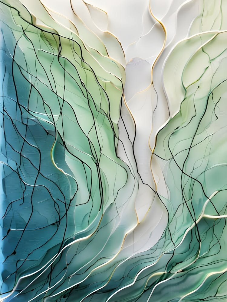 Acryl-Linien-Naturkunst mit Grün