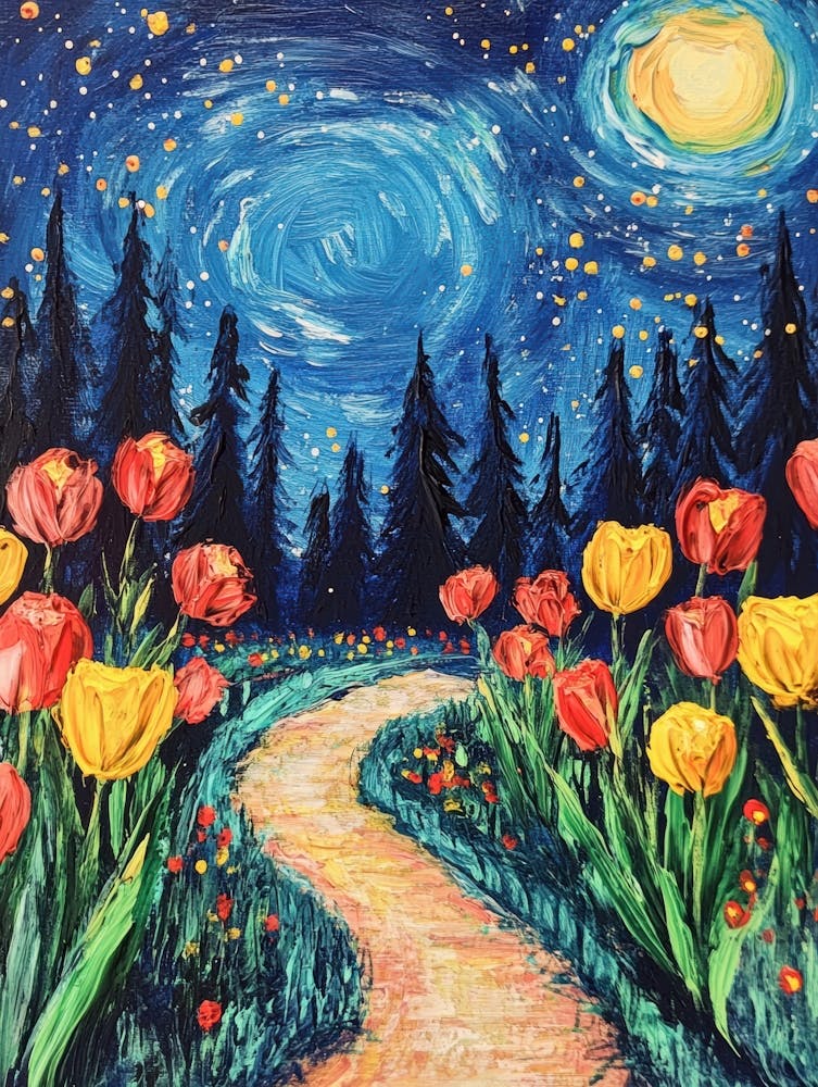 Starry Night With Tulips