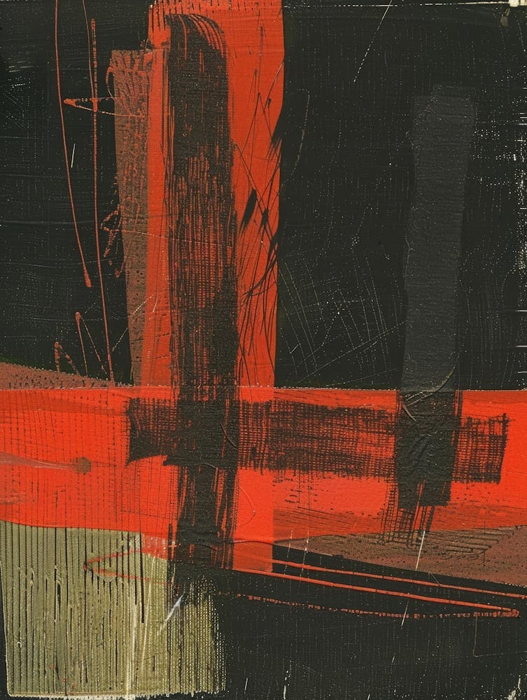 Abstract Red And Black Painting 1