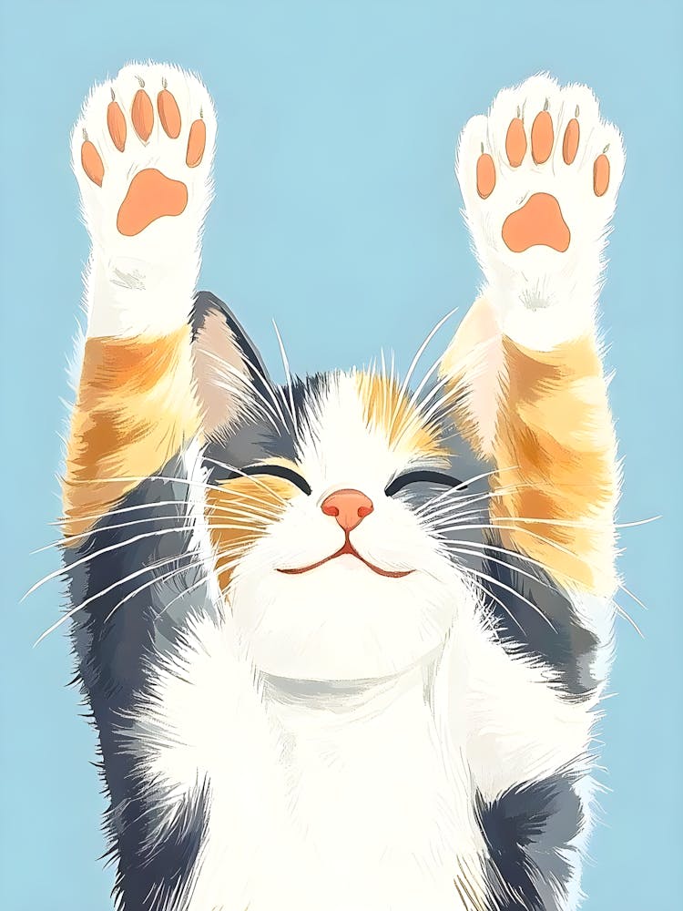 Happy Cat Printable Wall Art – Cute Calico Kitten